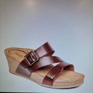 NWT Aetrex Kimmy Walnut Women's Sandals Size 10 Orthotic Wedge Comfort Support